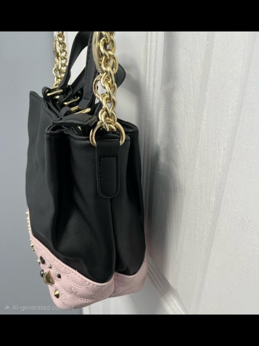 Betsey Johnson Black and Pink Studded Bag - Picture 9 of 12